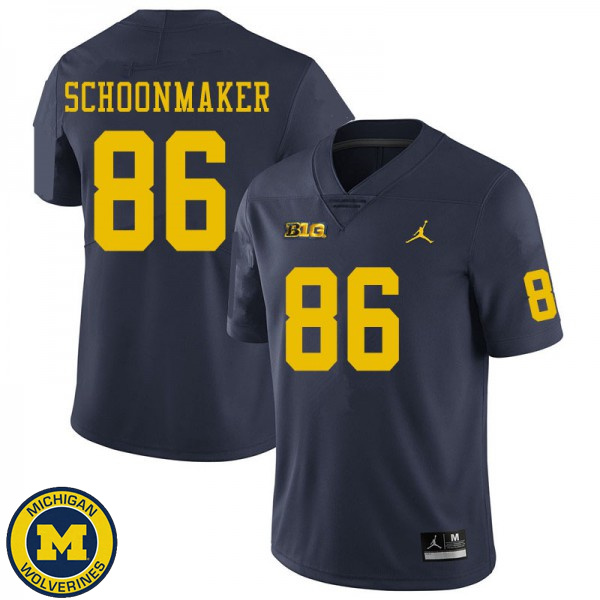 Men Michigan Wolverines #86 Luke Schoonmaker Navy High School Jersey